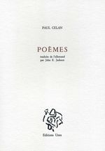 Paul Celan, Poèmes, traduction de J.E. Jackson, vignette de couverture Miklos Bokor, 1987
