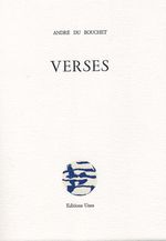 André du Bouchet, Verses, vignette de couverture Miklos Bokor, Editions Unes, 1990 