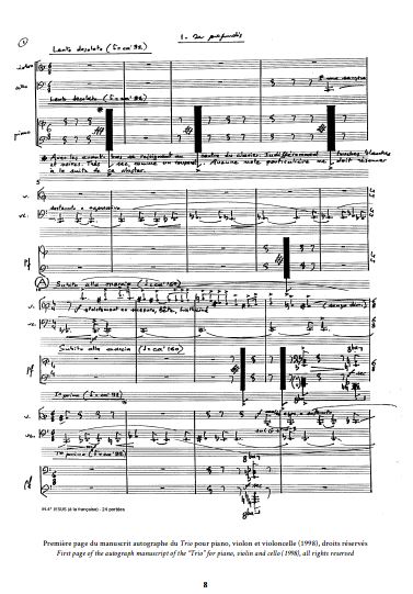 Page de musique d'Olivier Greif