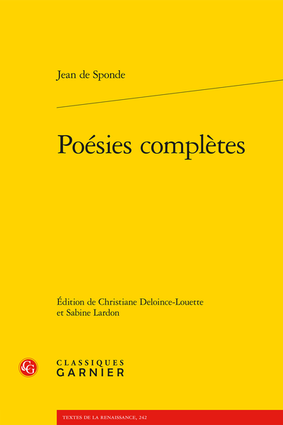 Jean de Sponde  poésies complètes